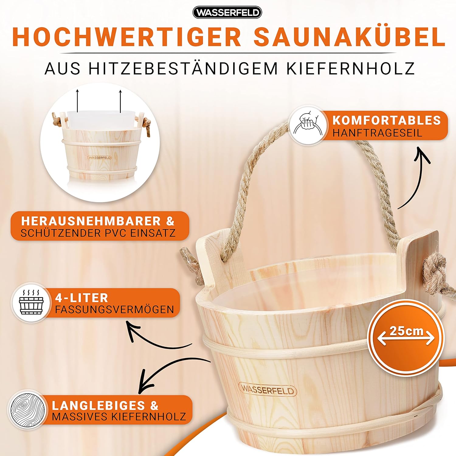 #Set_Saunaeimer, Kelle, Sanduhr & Hygrometer